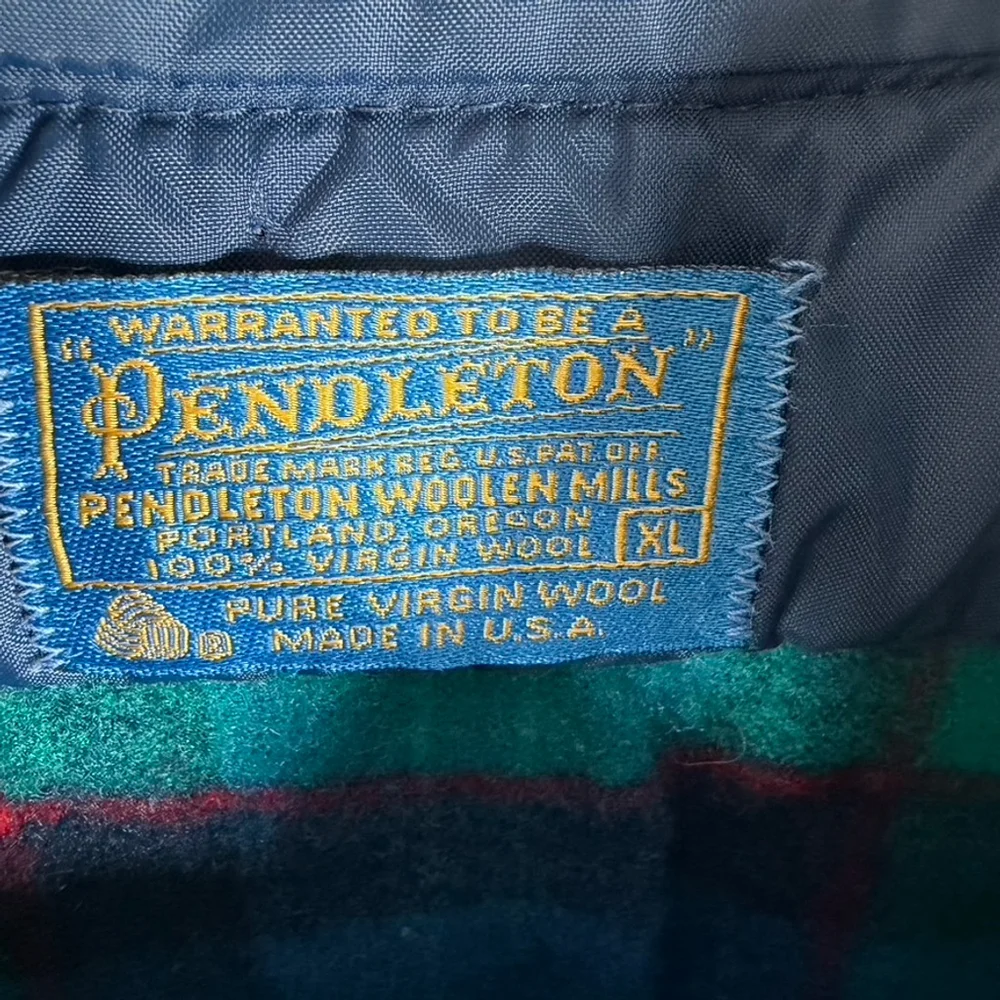 Vintage Pendleton Blue Green Plaid Wool Flannel Button Shirt Mens size XL